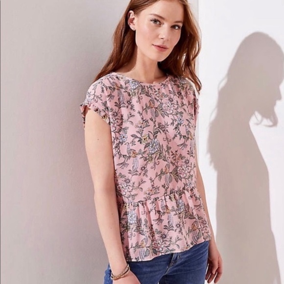 LOFT Tops - LOFT Pink Base Floral Print Blouse Sz MP